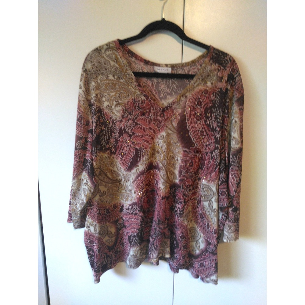 Avenue Women Floral Embellished Semi Sheer Top Plus Size 30 32 Dark Fairy Grunge